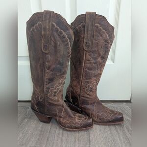 Vintage Tony Lama Black Label  Women's Worn Goat Western Boots